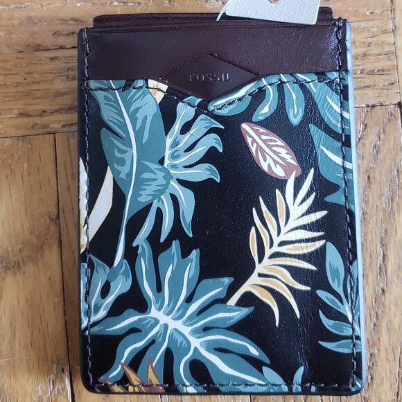 Men's Fossil Mykel Front Pocket Floral Clip Wallet Card Holder - Picture 3 of 3